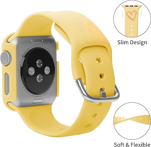 Miniatura 10 de STARAMZ Correa de silicona suave compatible con correas de Apple Watch de 1.614in, 1.575in, 1.496in, silicona suave con patrón de corazón dorado