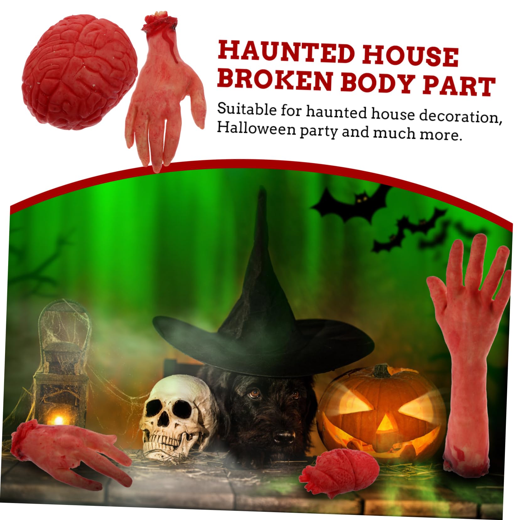 NUOBESTY 6st Halloween-Dekoration Gefälschte Körperteile Gesicht Körperteile Halloween Halloween-schädeldekoration Tot Kaputter Körper Körperteile Halloween-Requisiten Skelett Plastik Rot