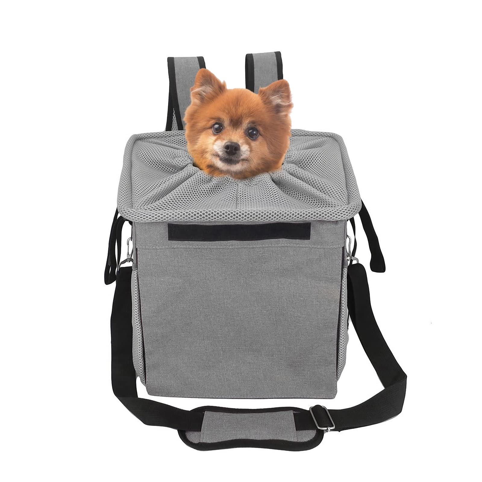 PETCUTE Haustier Fahrradtasche für Hunde Katzen,Haustier Fahrradtasche mit Sicherheitsgurt,Fahrrad Vorne Körb Faltbar,Verstellbarem Gepolstertem 