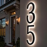 Vista 23 de Placa de dirección de metal personalizada, señales de números para placa de pared de casa, señal de dirección con nombre de calle, números de casa