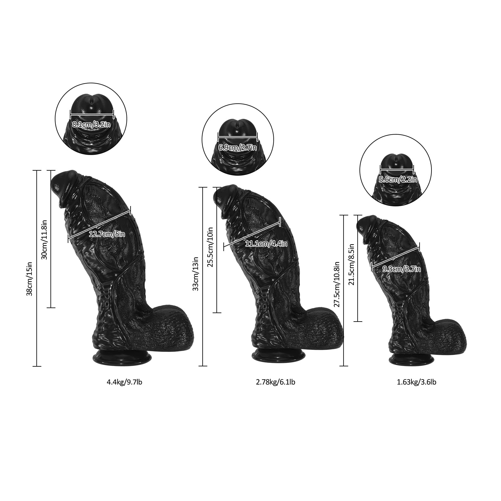 Dildo gigante extra largo da 12,7 cm di diametro, dildo nero realistico da 38 cm, pene in silicone extra large con ventosa, plug anale spesso, fallo anale largo, adatto a uomini e donne esperti