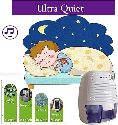 Miniatura 4 de Deshumidificador, deshumidificador pequeño y deshumidificadores silenciosos, 1200 pies cúbicos (215 pies cuadrados) de apagado automático,