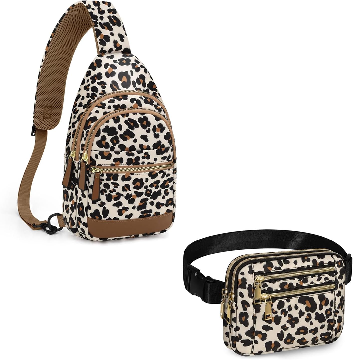 Capolo Fanny Packs + Crossbody Bags for Women(Leopard)