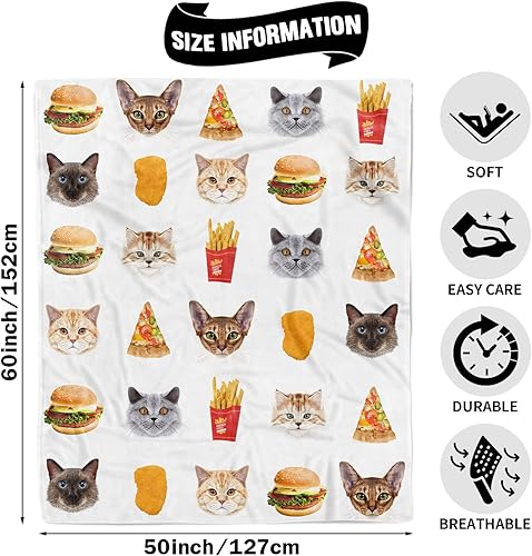 Miniatura 2 de Manta de gato para niños y niñas, suave manta de franela con estampado de gatos para regalo amante de los gatos, manta mullida y acogedora con