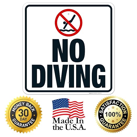 Cartel No Diving Texas 24x24 en Aluminio miniatura 8