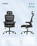 SONGMICS Chaise de Bureau, Chaise Ergonomique, avec Tissu en Maille Respirant à Double Couche, Soutien Lombaire Adaptatif, Appui-Tête Réglable, pour Bureau à Domicile, Noir d’Encre OBN041B01 - 3