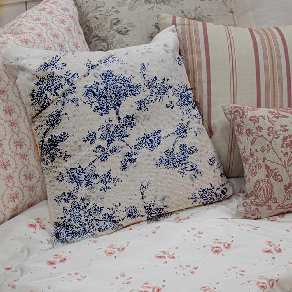 4 x 1.5 m Leinenstoff Mit Blumenmuster (Meterware) Baumwoll Leinen Patchworkstoff Mit Vintage Blumenmuster Zum Nähen Basteln Quilten Polstern Heimtextilien Und Für Bekleidung