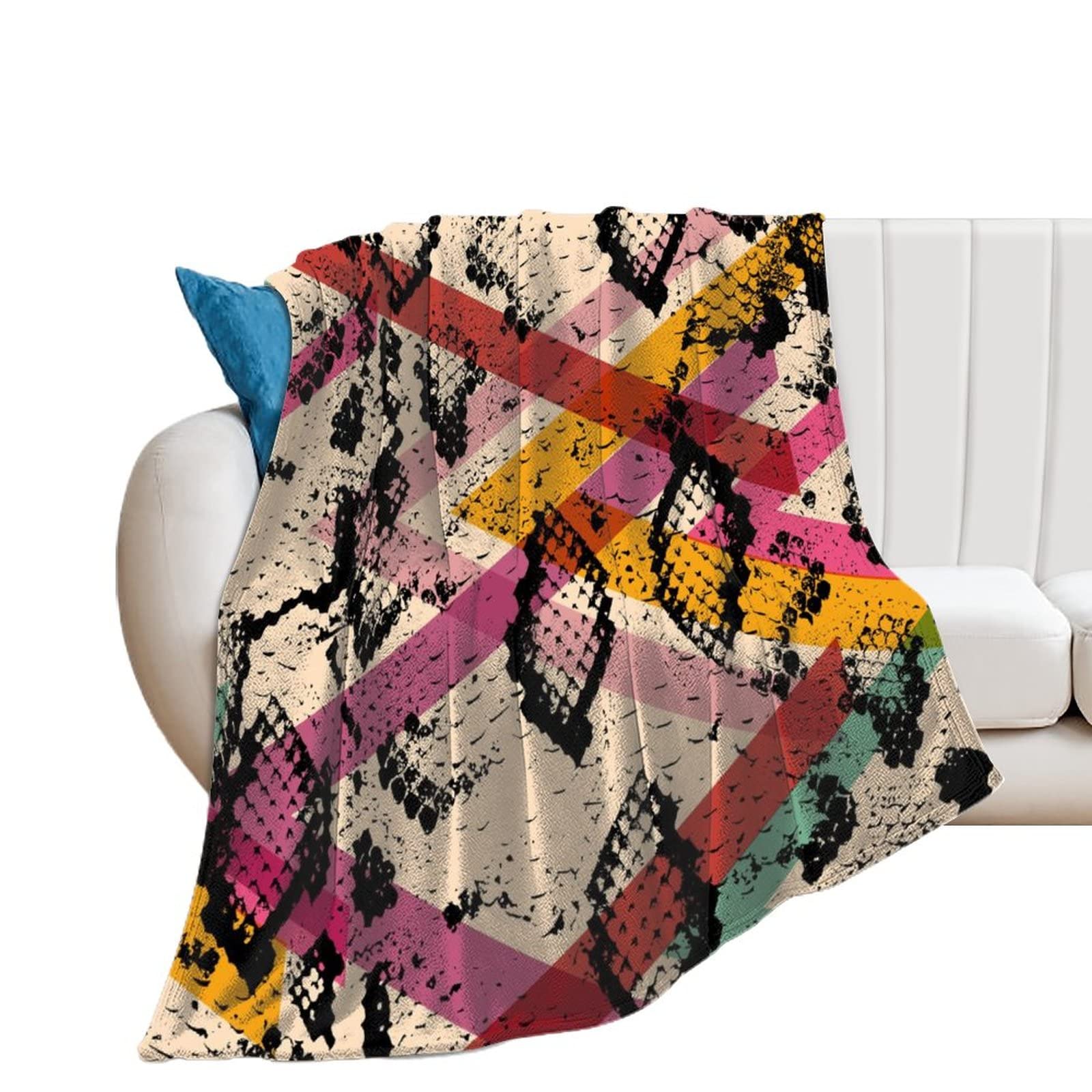 Couverture polaire bandes de couleur 130x150 cm pour jeté de canapé en flanelle