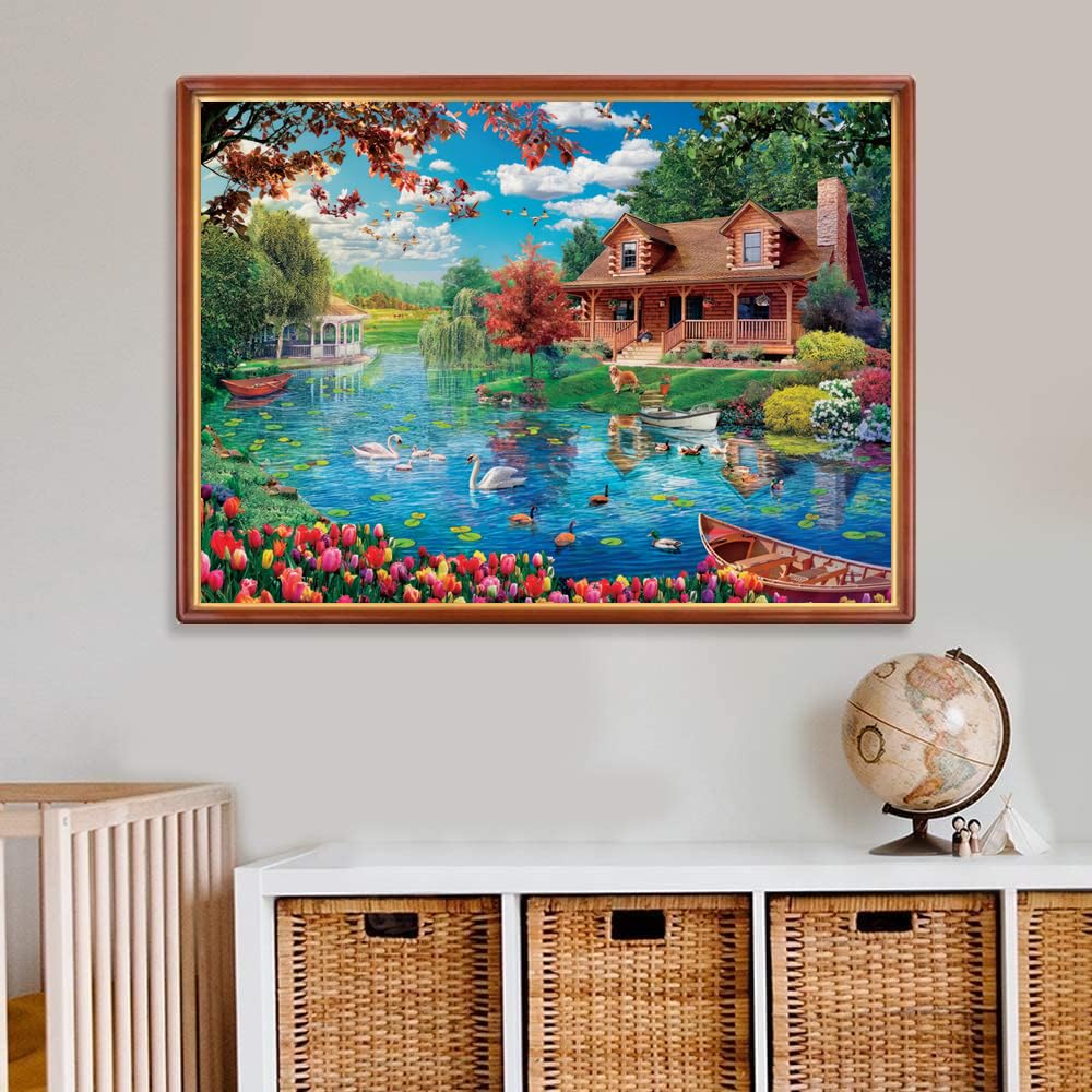 Jigsaw Puzzles for Adults 1000 Piece Spring River 27.56 x 19.69 Inch Jigsaw Puzzle for Adults Educational Game 1000 Pieces Puzzles for Adult - Image 2