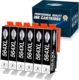 Paeolos Compatible 564 Black Ink Cartridge Replacement for HP 564 564XL Use for HP Photosmart 5510 5520 5525 6510 6520 7525 Officejet 4620 Deskjet 3520 3522 C311a C309a C309g, 6 Packs (6 Black)