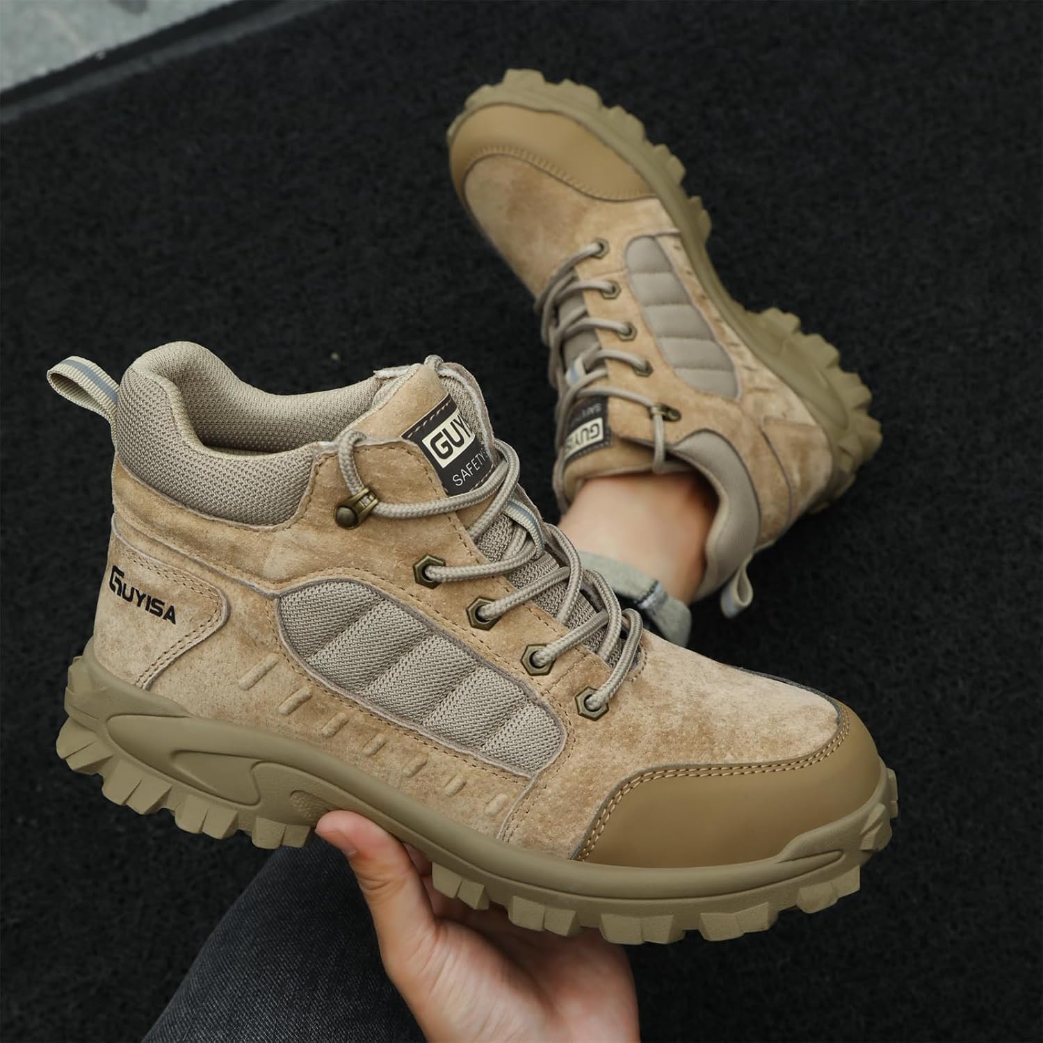 Steel Toe Shoes for Men Lightweight Breathable Work Shoes Construction Industrial Work Tennis Shoes Safety Shoes Comfortable Steel Toe Sneakers for Men Women