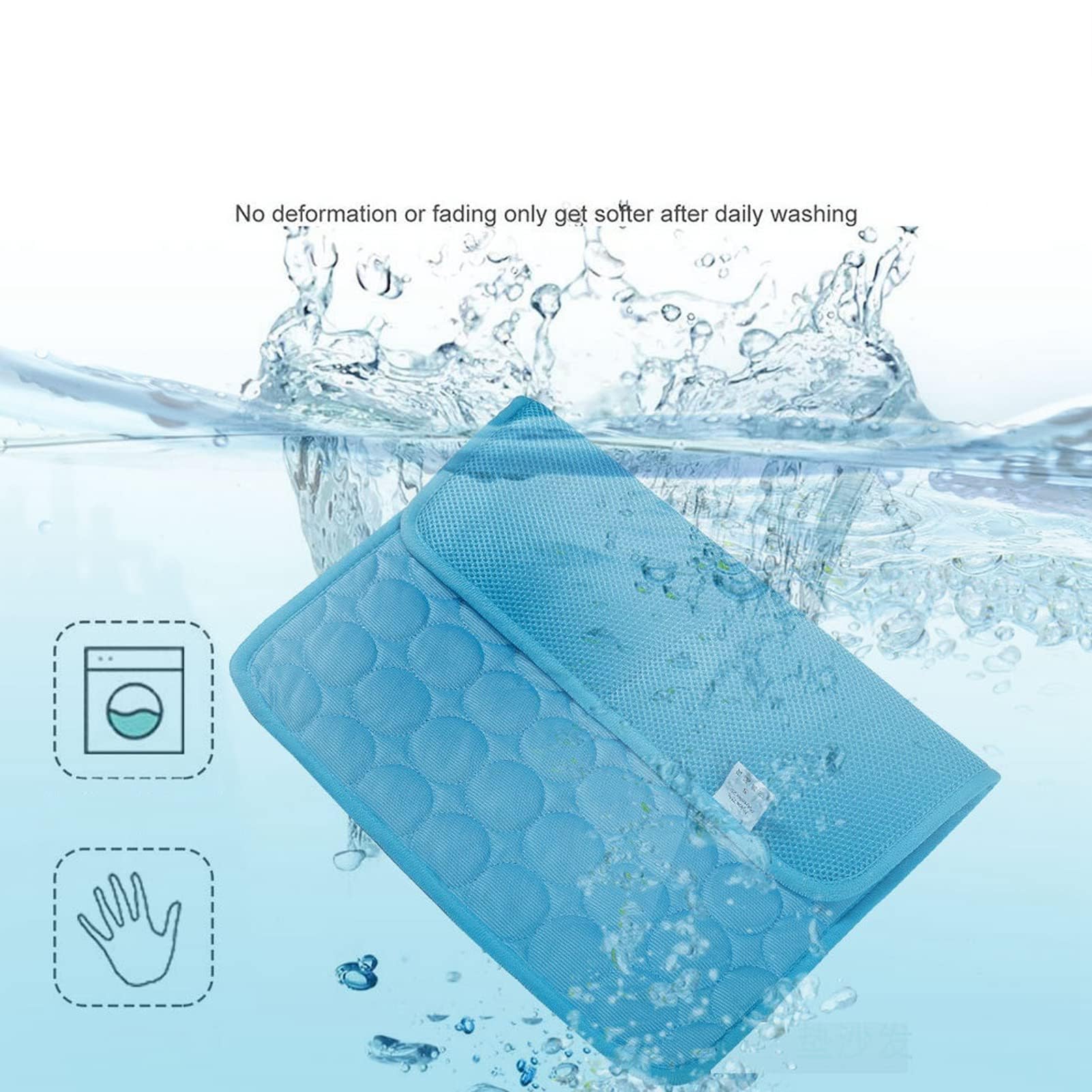 Cyrank Dog Cooling Mat, Cooling Pad for Dogs Pet Pad Dog Pads Extra Large Ice Silk Breathable Summer for Cat (XL/100 * 70cm-blue) - Image 4