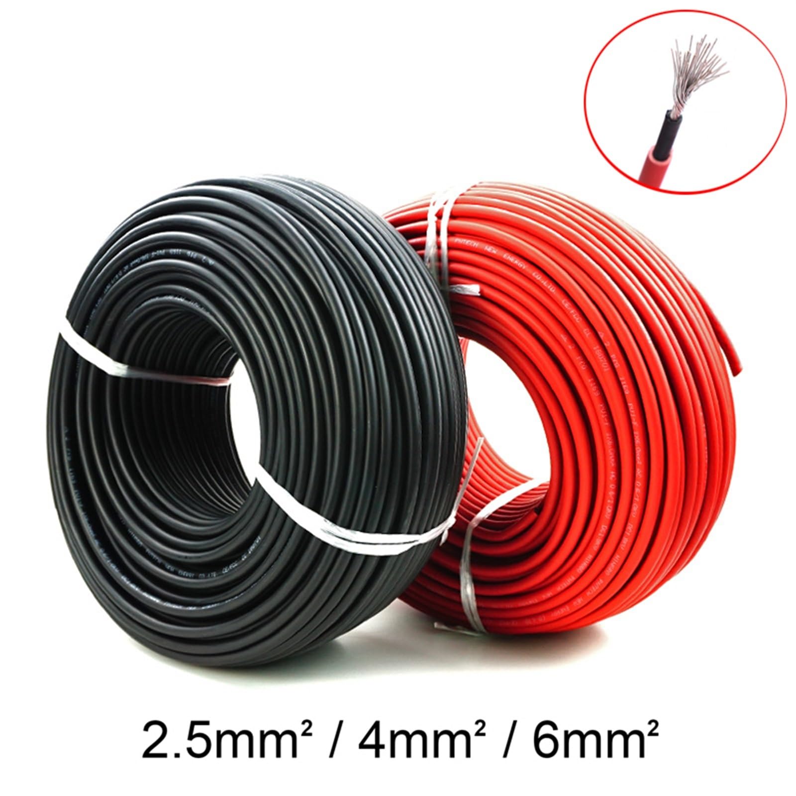 Outdoor Extension 2.5mm2 4mm2 6mm2 Panels Connection Cable Solar Photovoltaic Extension Cable Solar System Power Wire Red or Black Solar sheathed(Size:Black 20Meter,Color:AWG13-2.5mm2)