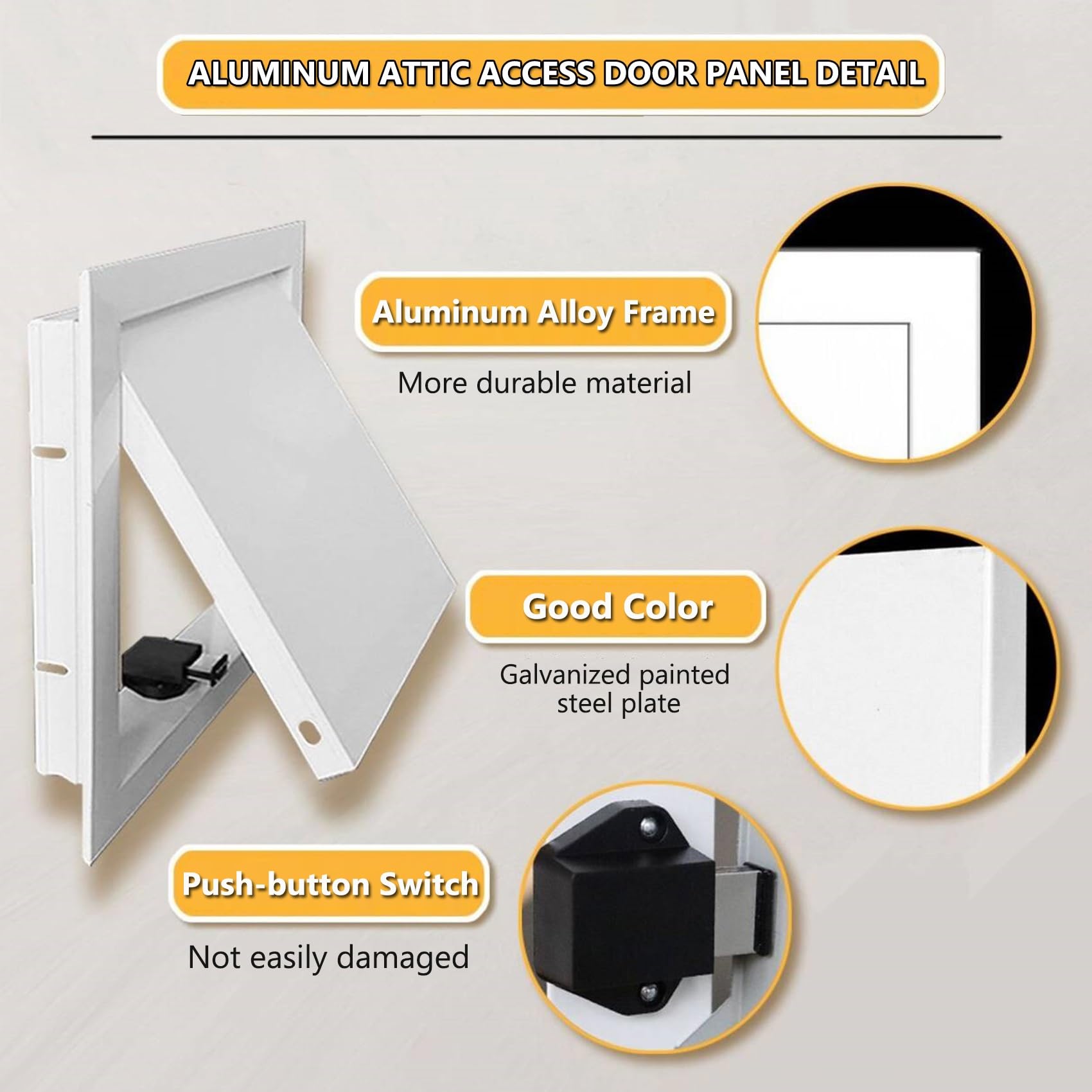 Porta di Accesso in Alluminio, Botola Ispezione Cartongesso Idrorepellente | Pannello di Ispezione Metallo Apertura a Pressione, Piastre di Copertura Per Parete e Soffitto Nasco(Bianco,80x80cm/31x31in)