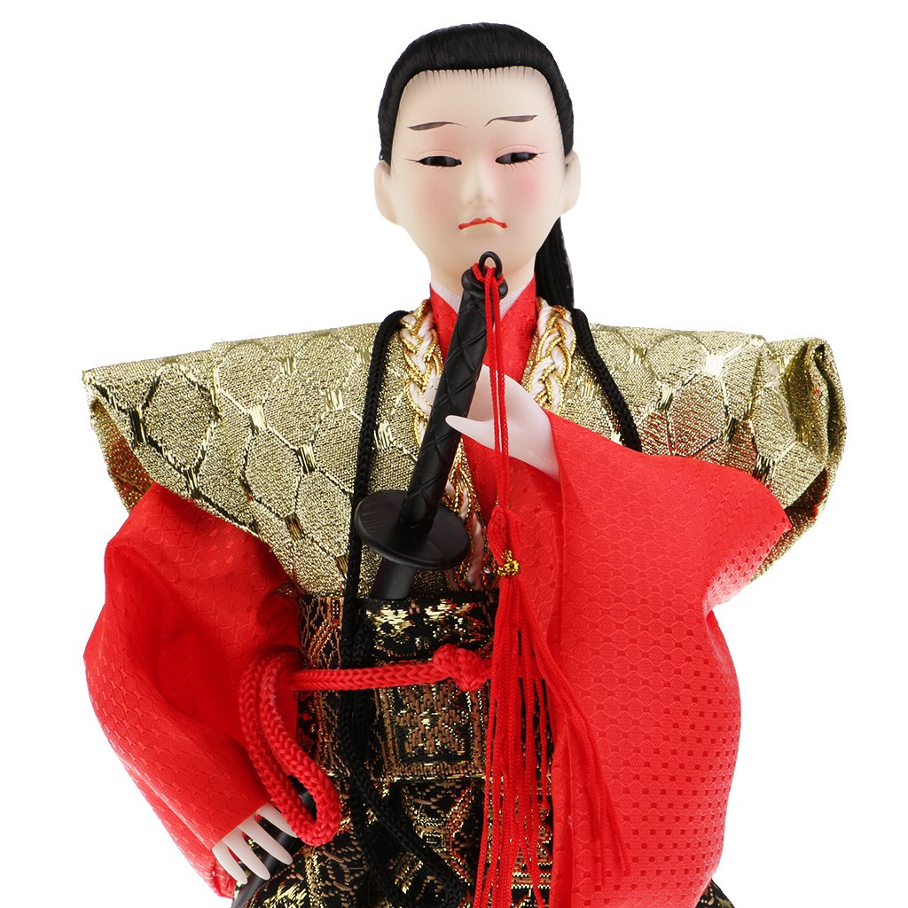 Muñeco de Guerrero Samurái Japonés, Estatua Humanoide, Cultura Japonesa, Traje Hecho de Seda, Cuerpo de Espuma, Base de Madera, Ideal como Reg, # 1, Individual