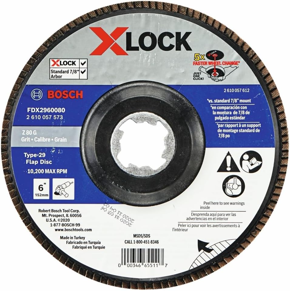 BOSCH FDX2960080-10 6 in. X-Lock Arbor Type 29 80 Grit Flap Disc