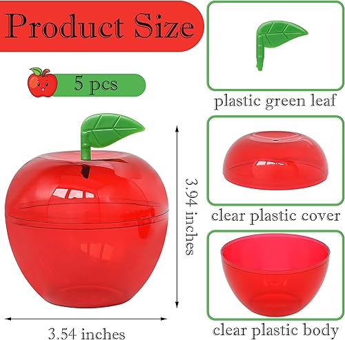 Miniatura 9 de Yuronam 30 recipientes pequeños de plástico con forma de manzana con forma de manzana para regalo de Navidad, fiesta, día de San Valentín,