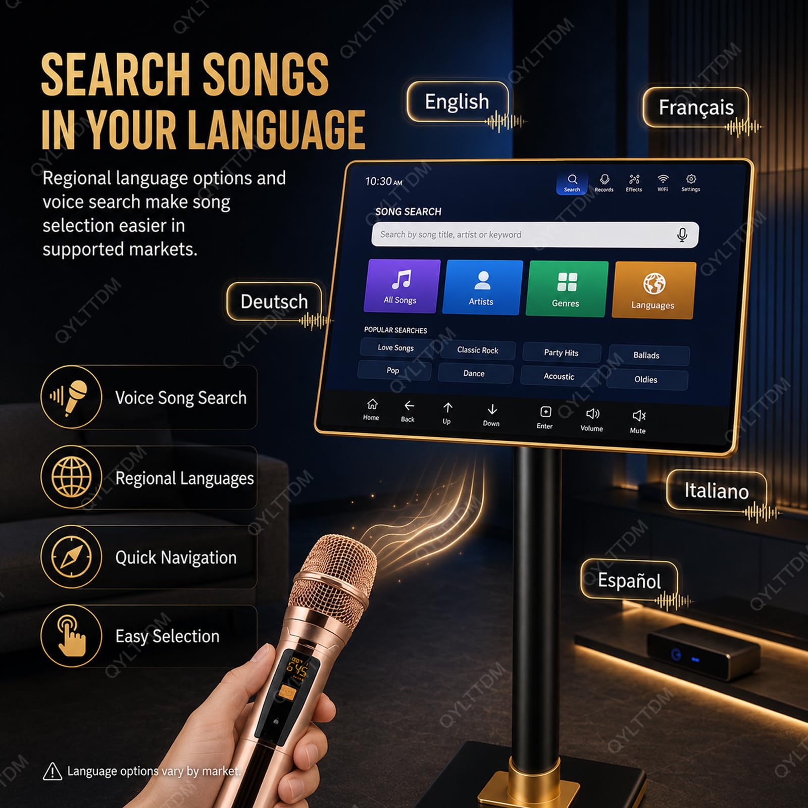 TYH Sistema Karaoke Professionale da 21,5 Pollici, Macchina Karaoke con Schermo Touch Capacitivo, con 2 Microfoni Wireless, Controllo Tramite App per Smartphone, Funzione di Amplificazione di Potenza