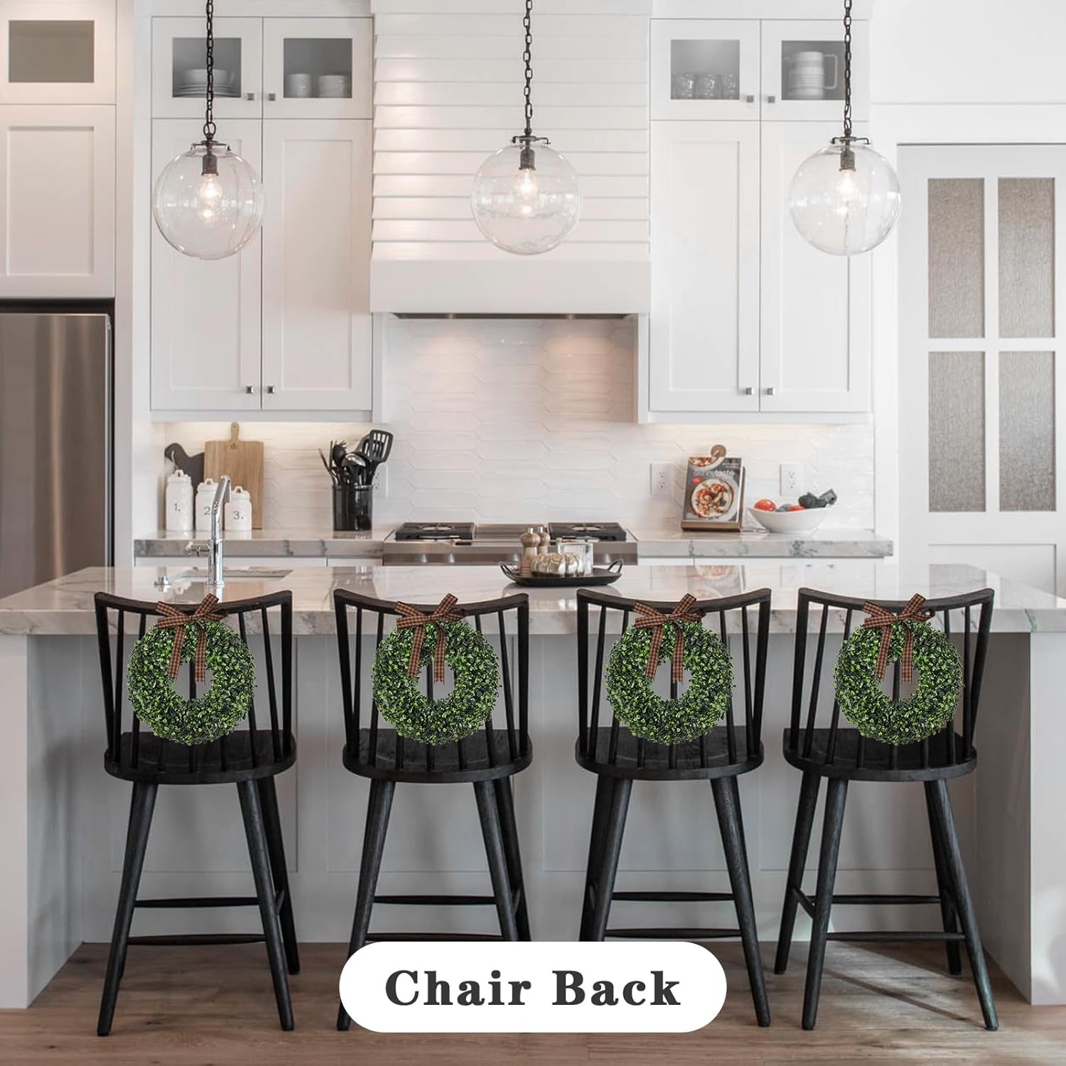 Small Boxwood Wreath 12 Inch Artificial Green Wreath for Front Door UV Resistant - All Seasons Winter Spring Summer - Indoor Outdoor Farmhouse Decor Perfect for Fireplace Cabinet (2pcs) - Image 8