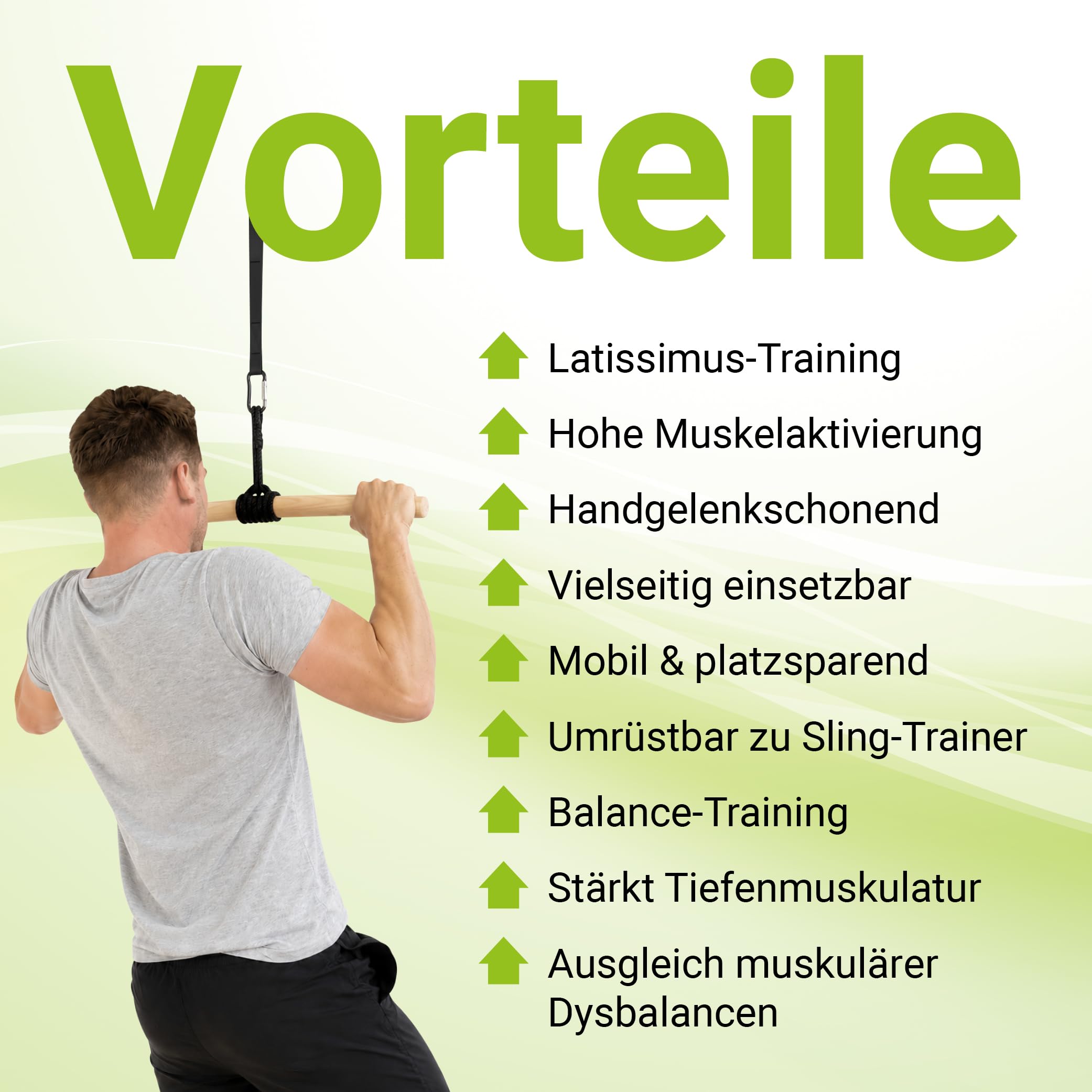 eaglefit - Premium Klimmzugstange aus Holz 60 cm - Ergonomisch gebogene Pull Up Bar für Decke, Balken, Garten, Baum - Reckstange Outdoor & Indoor für Klimmzüge, Verstellbar zum Aufhängen inkl. Zubehör