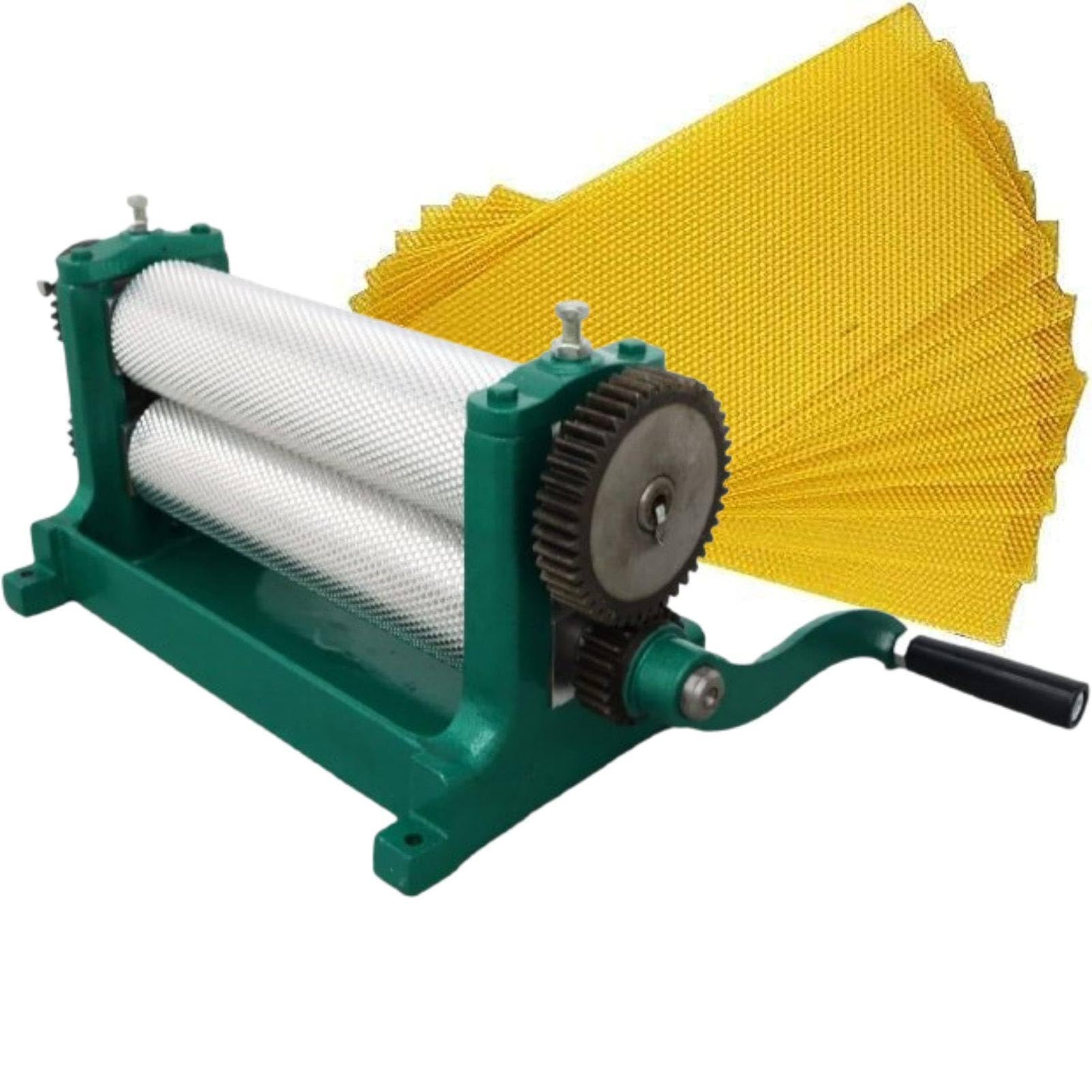 MhWrughts Manual Beeswax Comb Foundation Roller Mill Machine Bee Wax Foundation Sheet Press 50 x 280mm Cell Size 4.9mm/5.1mm/5.4mm Optional for Beekeeping Apiary 5.1㎜