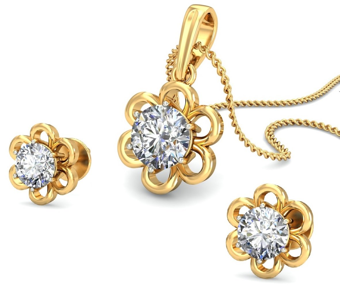 Chandrika Pearls Gems & JewellersPearls Gems & Jewellers Sterling Silver Pendant Earring with Swarovski Crystal