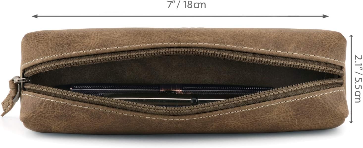 Londo Genuine Leather Zipper Pen, Pencil & Cosmetic Case