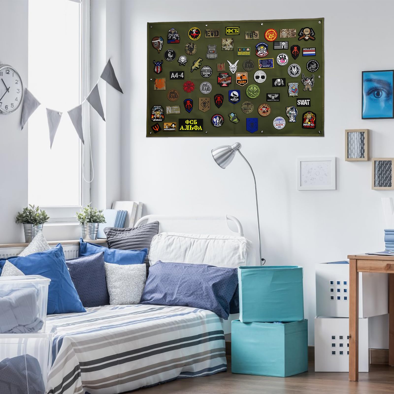 Supporto Toppe Tattiche Militari, panno per esposizione delle toppe, Pannello da esposizione tattica pieghevole, 108 x 70 cm