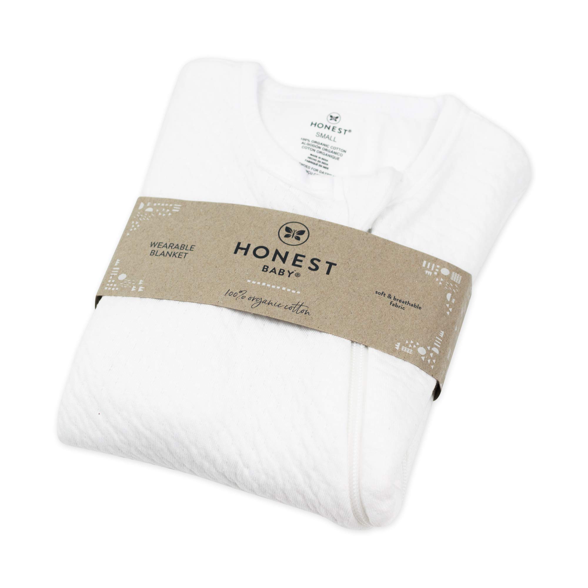 HonestBaby Manta para bebé de algodón orgánico, color blanco brillante, tamaño mediano