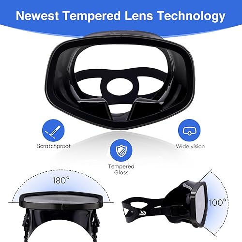 Miniatura 3 de Máscara de buceo con válvula de drenaje de visión amplia, adecuada para adultos, buceo, buceo libre y esnórquel