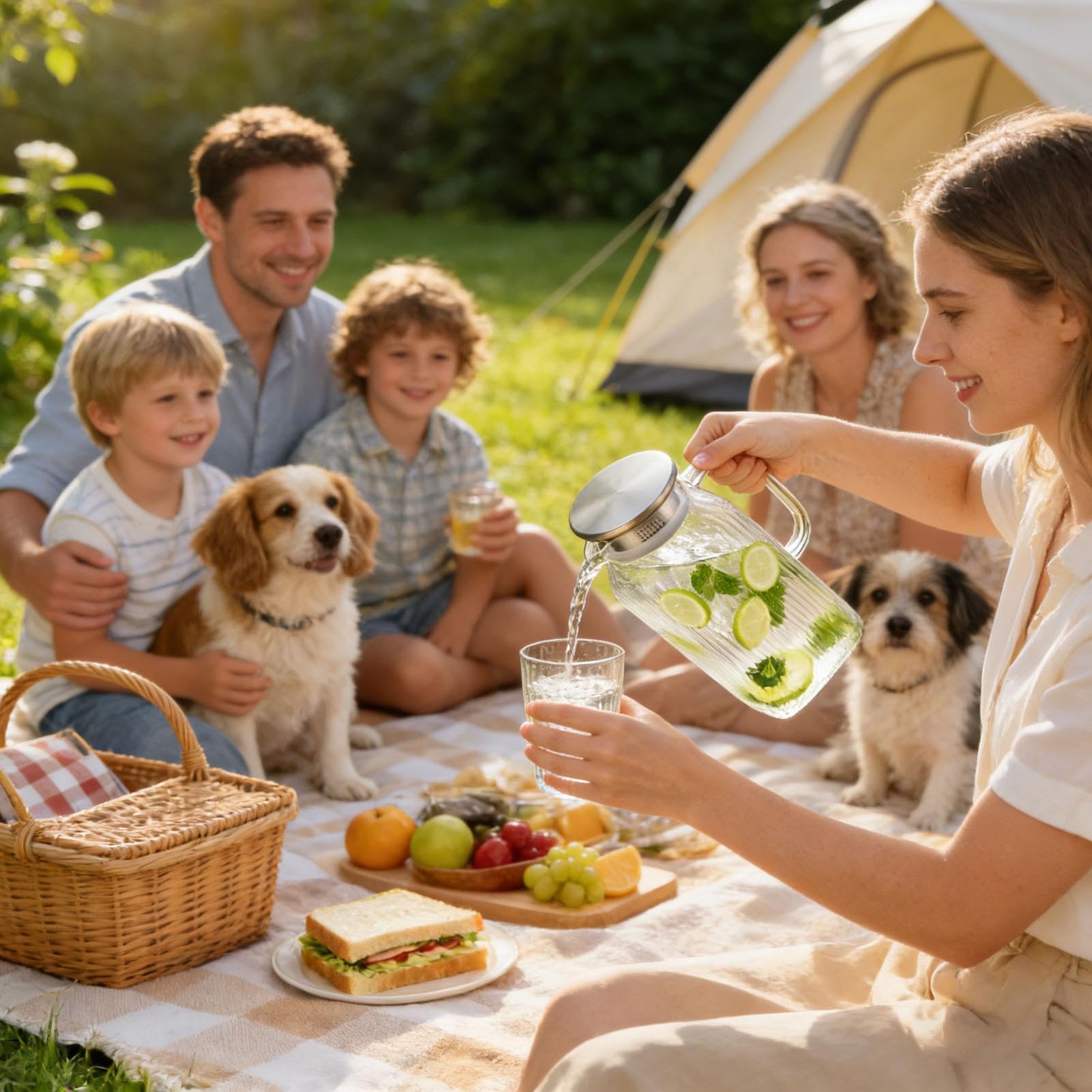 Jarra con Tapa | 2000 ml Resistente al calor, garrafa transparente gruesa con tapa,Garrafa de vidrio para agua | Para Bebidas Cocina De Verano Reuniones Familiares Camping