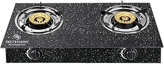 Réchaud Gaz Double 2 Brûleurs 3.2/3.2 kW, Allumage Piézo, Vitroceramique Noir Moucheté Facile à Nettoyer. Portable, Autoportant, Idéal Intérieur, Extérieur, Caravane, Camping. Puissance totale 6.4kW