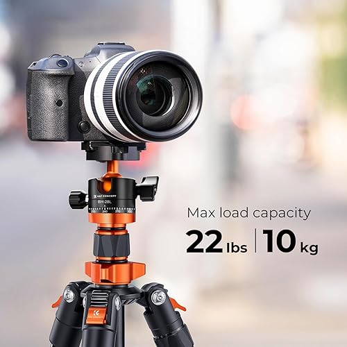 Miniatura 4 de K&F Concept Trípode de cámara DSLR de 62 pulgadas, trípode monopie desmontable de aluminio ligero y compacto con cabezal de bola panorámica de 360