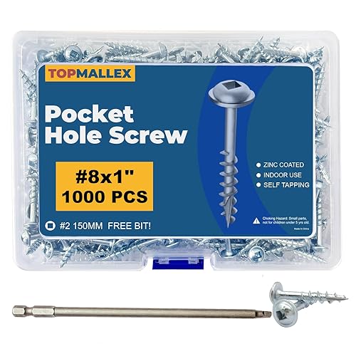 Miniatura 9 de Tornillos de bolsillo de 1 pulgada, tornillos de bolsillo #8 x 1 con unidad cuadrada, 600 unidades, rosca gruesa, cabezal de arandela, autoroscante,