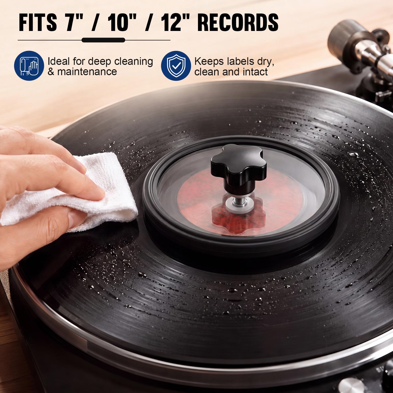 Mifoci 2 protezioni per la pulizia dei dischi, clip protettive sicure per dischi LP da 7/10/12 pollici, in vinile Ep Lp, per la pulizia delle etichette dei dischi in vinile trasparente, visibilità per