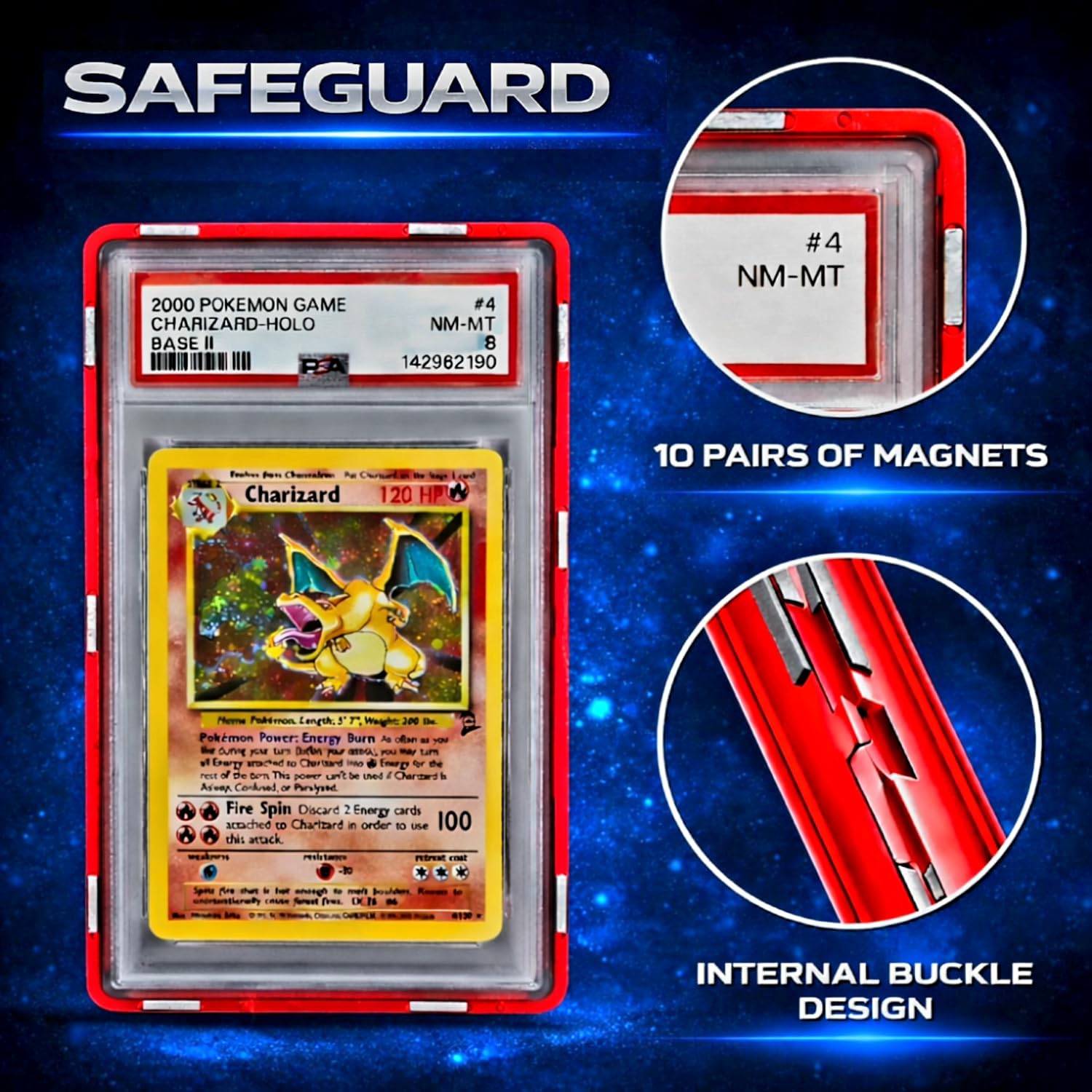Metal PSA Slab Bumper Case UV Resistant- Safeguard Stackable Magnetic Aluminum Metal Case For Graded Cards (Metallic Silver)