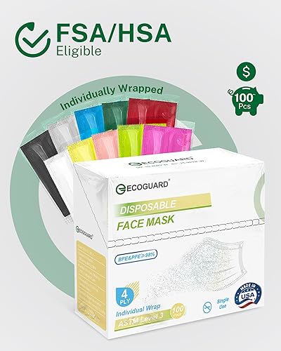 Miniatura 3 de Mascarillas desechables fabricadas en Estados Unidos, 4 capas para familias, estudiantes, transpirables para uso y seguridad durante todo el día,