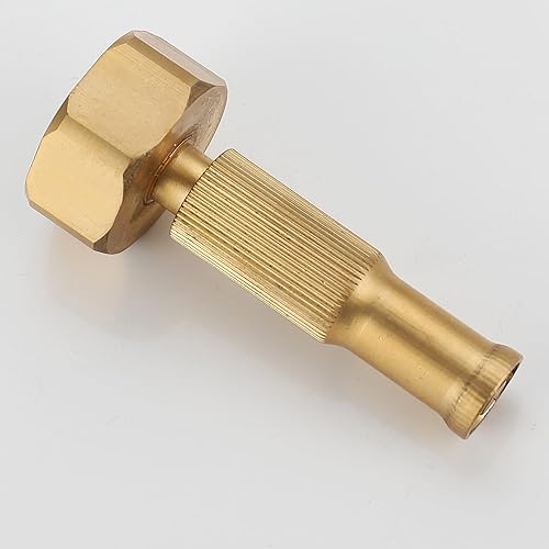 Bropury Boquilla de manguera de conector NH3/4 pulgadas, boquilla de manguera de agua de latón para mangueras de jardín, función ajustable, se
