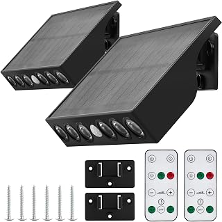 Outdoor Solar Lights, 6 High Performance LEDs 300 Lumen Motion Sensor Security Spotlight with Remote Control, 3 Modes Security Flood Wall Lights for Garden Patio Yard Street Area Lighting, 2 Pack