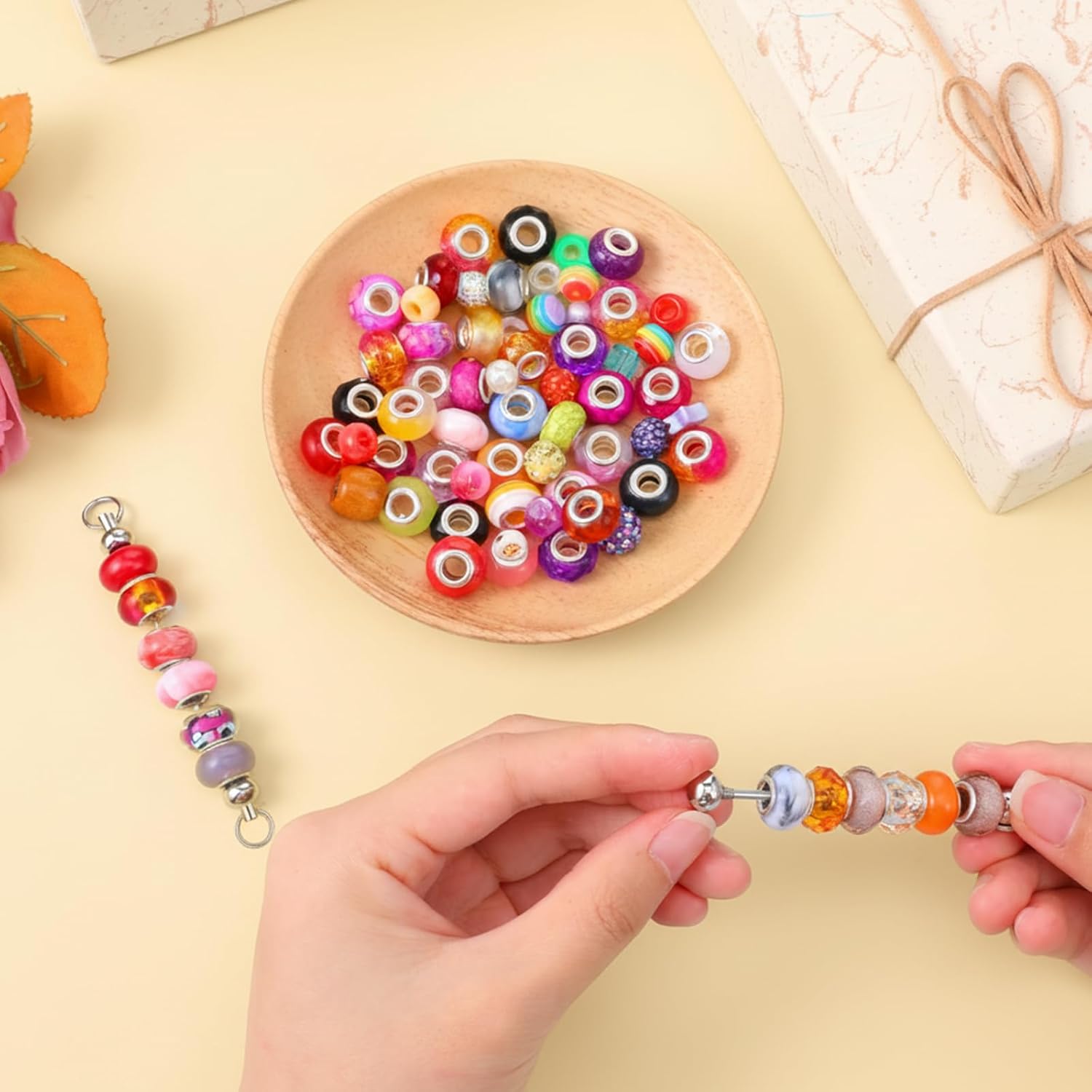 100PCS Blank Beadable Keychain Bars, Metal Beaded Keychain DIY Bead Pendant Key Chain Making Kit, Bauble Bar Bead Kit Creative Cute Crafts Jewelry Charms Supplies