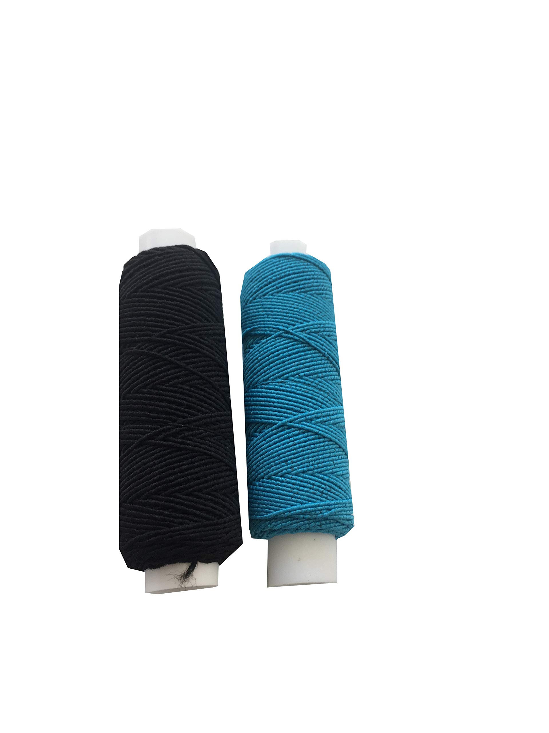 The Trimming Department Black & Turquoise Shirring Shearing Elastic Thread, 20 Meter Each Colour Per Spool, Pack Of 2 X 20M Spools, Sewing, Haberdashery, Craft, Smocking, Gathering, (Black & Turquoise), 30 Colours Available