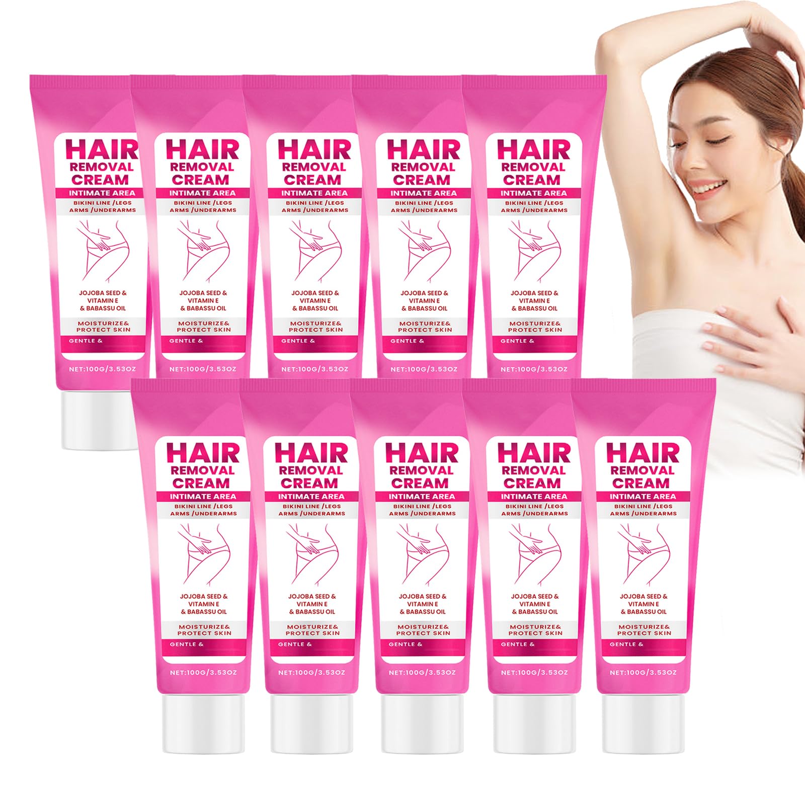 Crema depilatoria intima per donne e uomini, rimozione dei capelli e cura della pelle, crema depilatoria senza dolore e impeccabile, per viso, braccia, gambe, zona bikini e zone intime (10 pezzi)