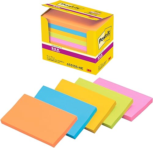Post-it Strong Adhesive Nota 75x 127mm, 90hojas x10o mixto color 6551ss-ne