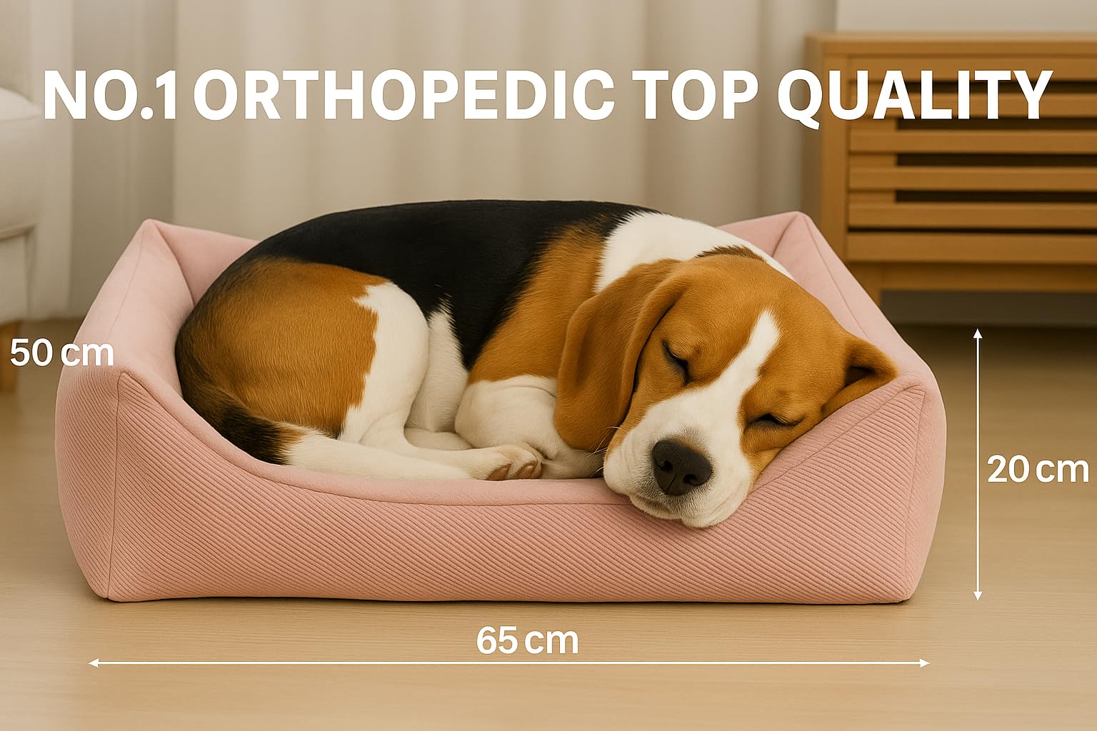 Flamingo Letto Ortopedico per Cani Baldar – Rettangolare, Rosa, 65 cm | Posto letto ergonomico e confortevole per il tuo cane!
