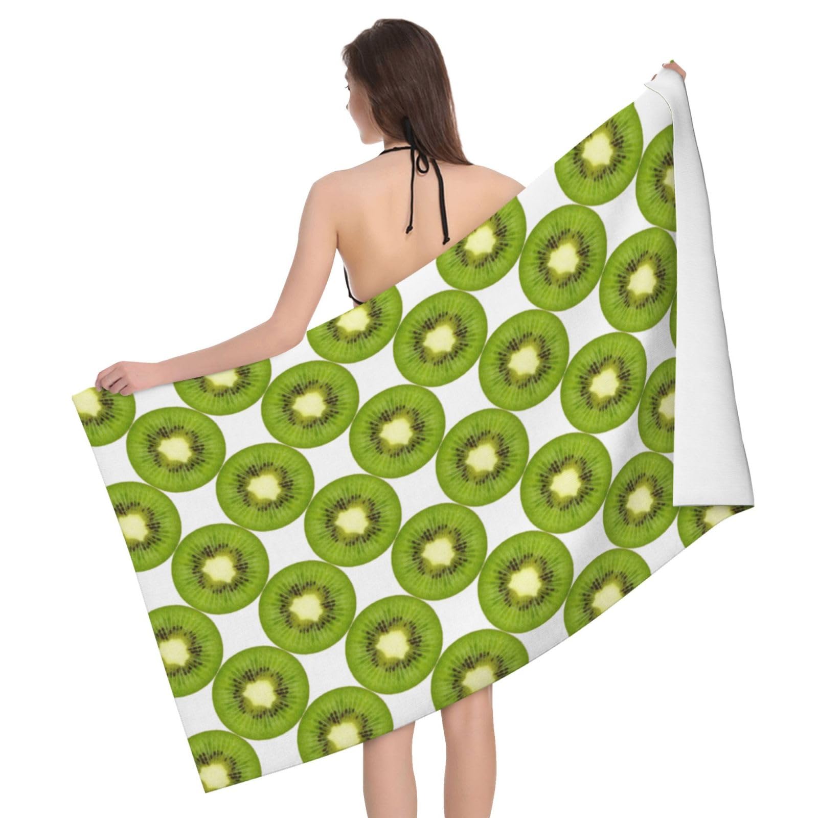 Serviette de bain microfibre kiwi pour sport piscine et plage