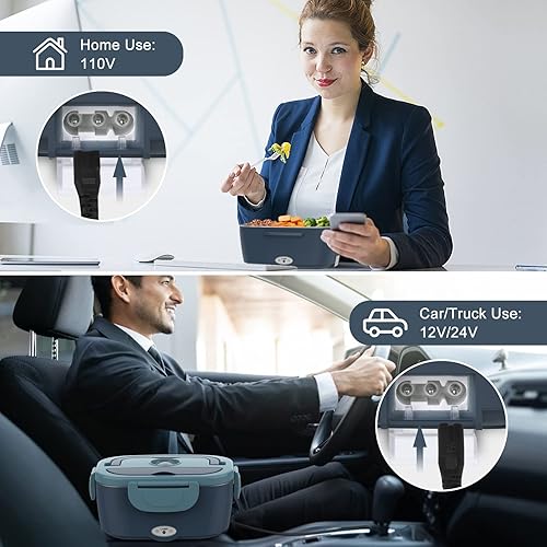 Miniatura 2 de Vabaso Lonchera eléctrica con calefacción eléctrica de 60 W para adultos para el hogar trabajo contenedor de acero inoxidable 304 extraíble de 15 L