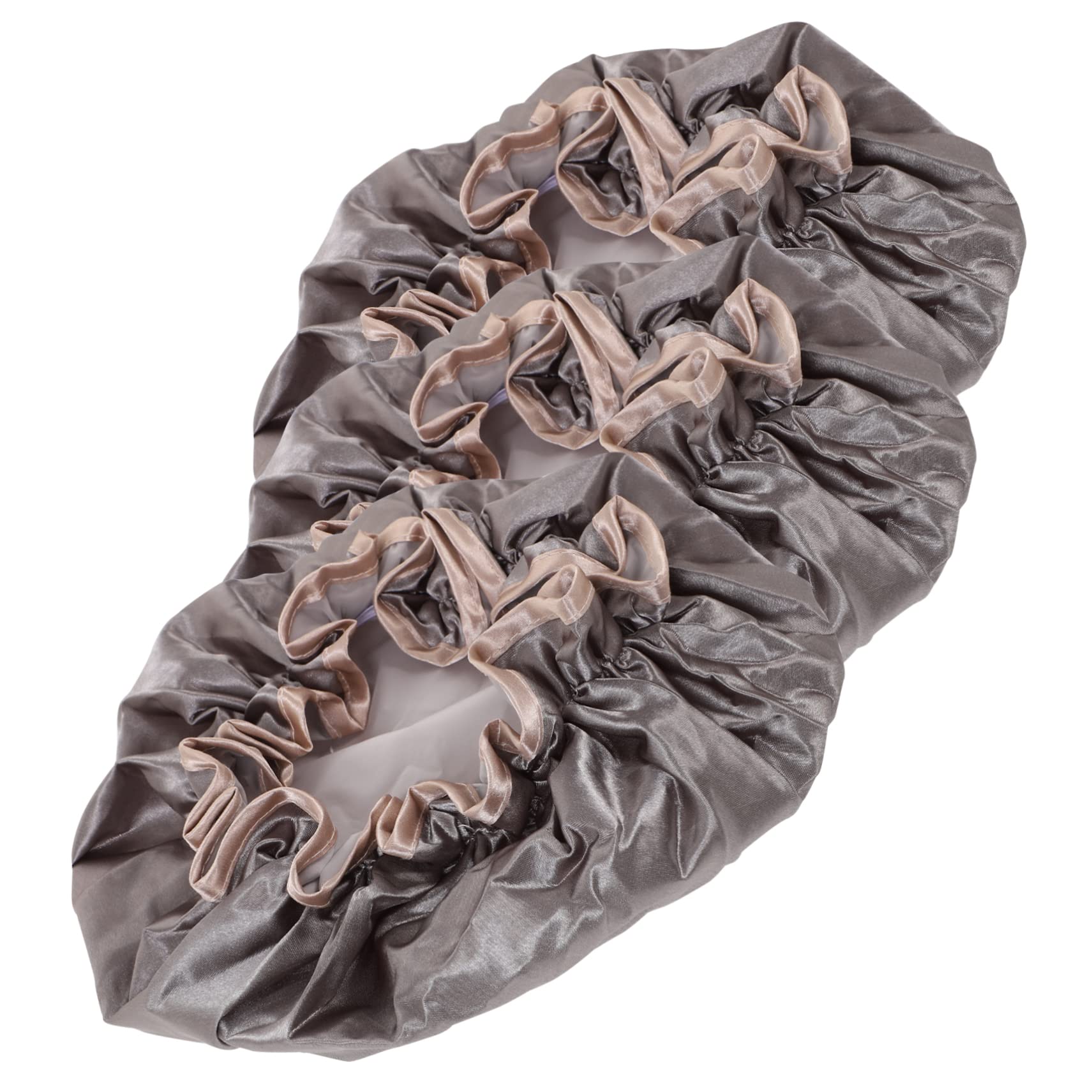 3pcs Double Layer Waterproof Shower Cap Bath Caps Hat for Women Girl Hat Hat Silk Shower Cap Thick Hair Caps Shower Caps for Lady Bonnet Peva Travel Take a Bath Swimming Cap (Grey 24.5x24.5x0.6cm)
