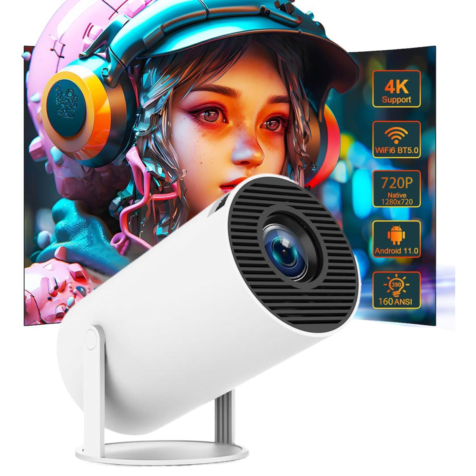 osiuujkw HY300 Pro LED Projector Android 11.0 WiFi 6 BT 5.0 Portable Home Theater Projector Durable and Convenient Automatic trapezoid adjustment-picture-28