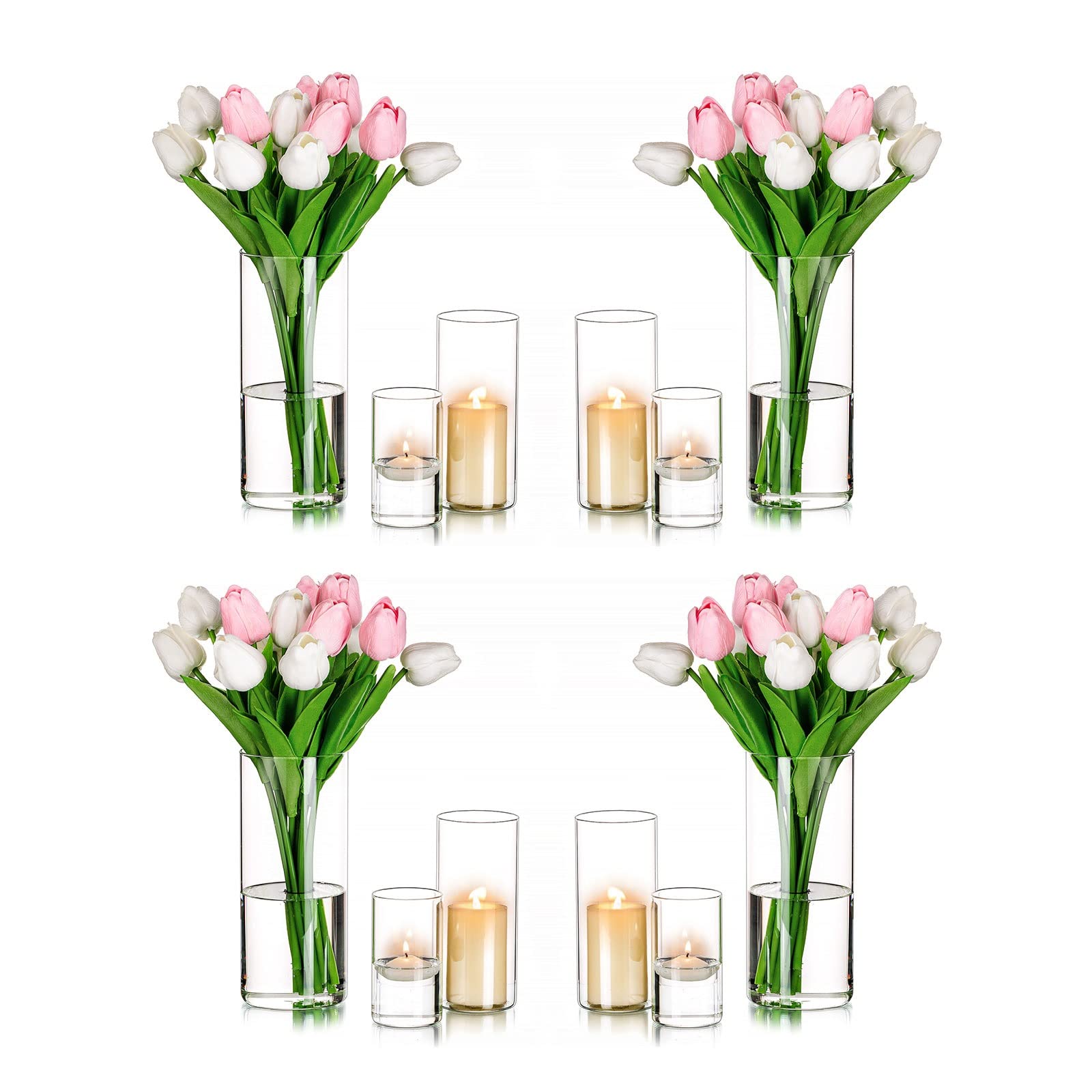 Hurricane Candle Holders Glass Vases For Centerpieces Set Of 12 For Hurricane candle holders glass vases for centerpieces set of 12 for