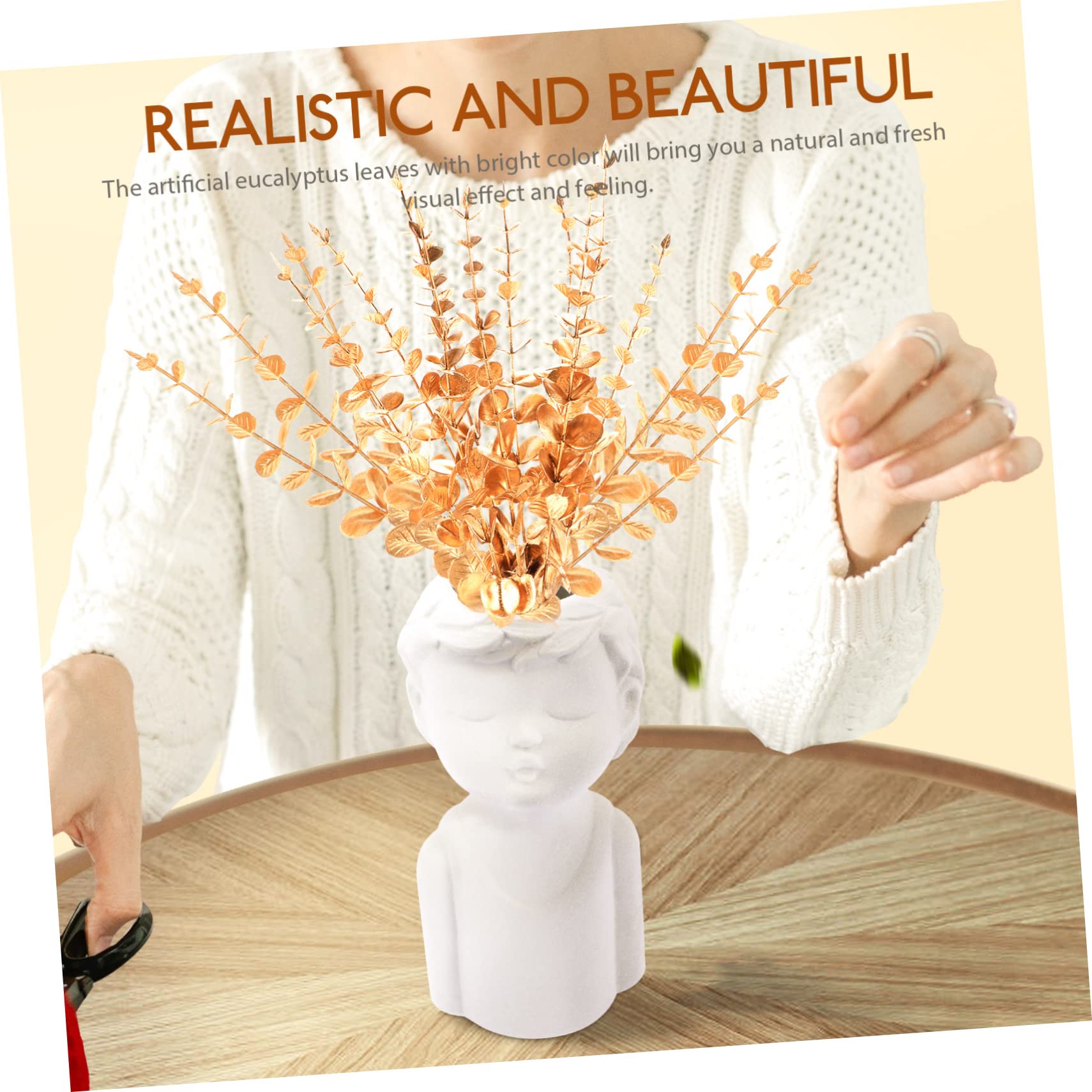 TOPBATHY 50pezzi Rami Di Eucalipto Finti Per Decorazioni Fiori Foglie Artificiali Per Elegante Adornamento Per Matrimonio e Casa
